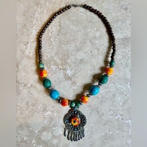 Women's WESTERN Pendant Beaded Necklace Multicolor Boho Tribal Fashion Jewelry